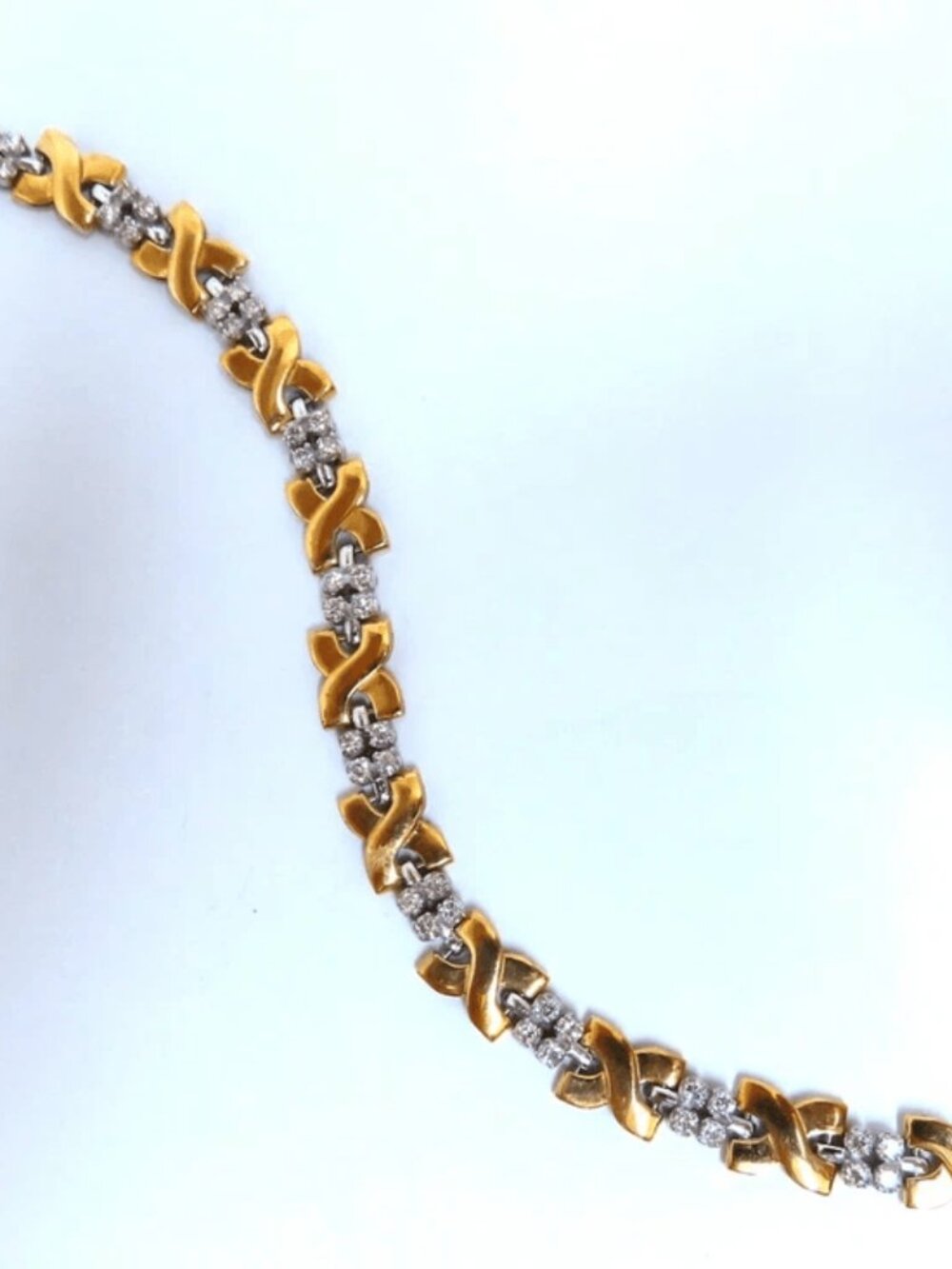 2ct Natural Diamonds X Link Bracelet 14kt gold two toned 7 1/4*